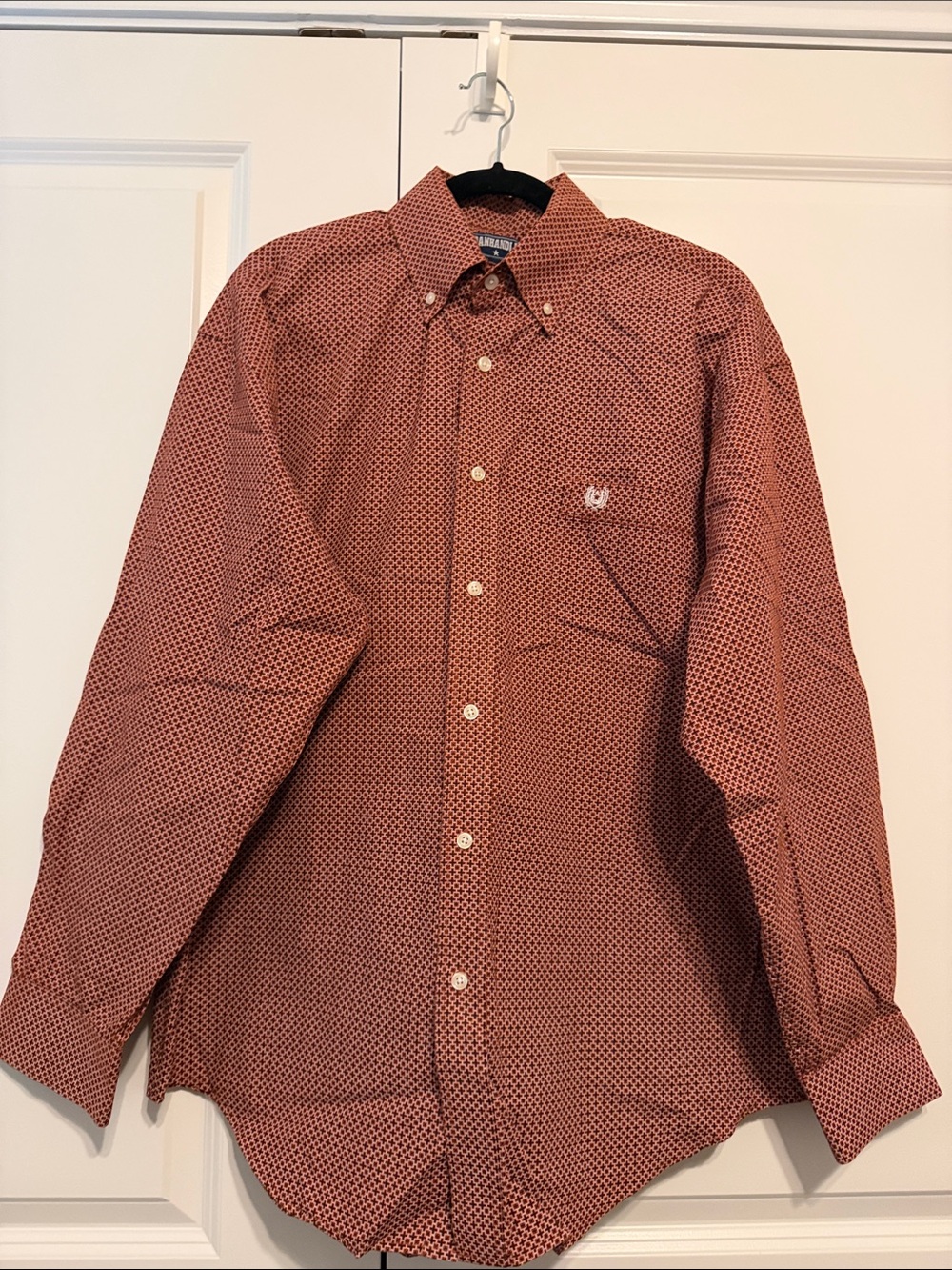 Wrangler Men's Rust Micro-Print Button-Down Shirt